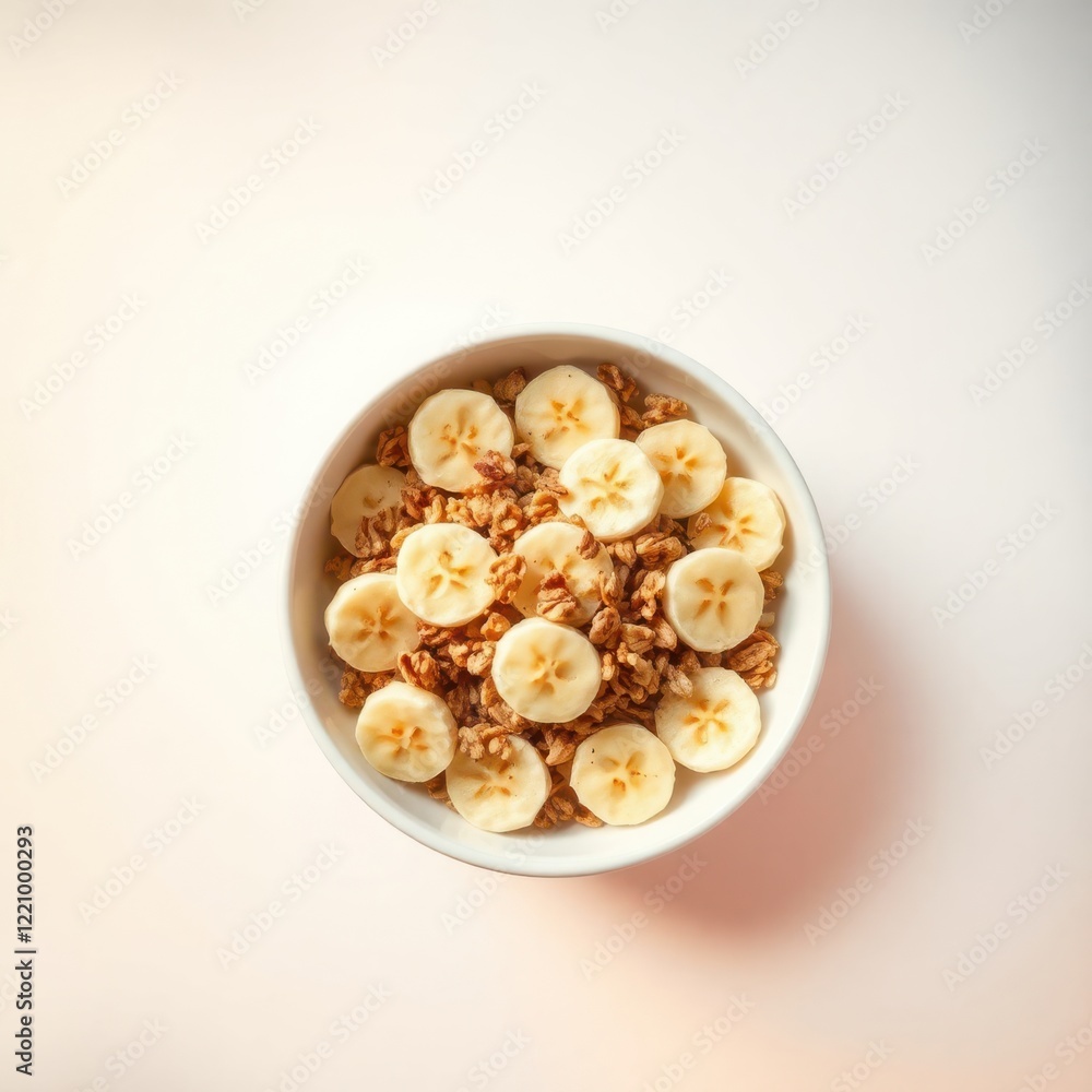 Healthy breakfast bowl with granola and banana slices. Perfect start to a nutritious day! Healthy breakfast bowl with granola and banana slices. Perfect start to a nutritious day!