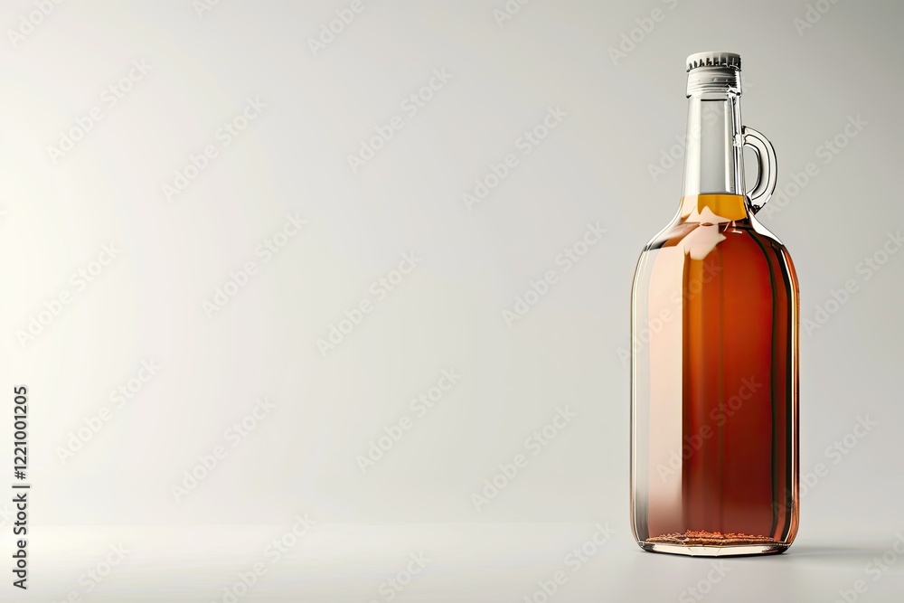 High Detail Visual of Bottle of Drink on White Background High Detail Visual of Bottle of Drink on White Background