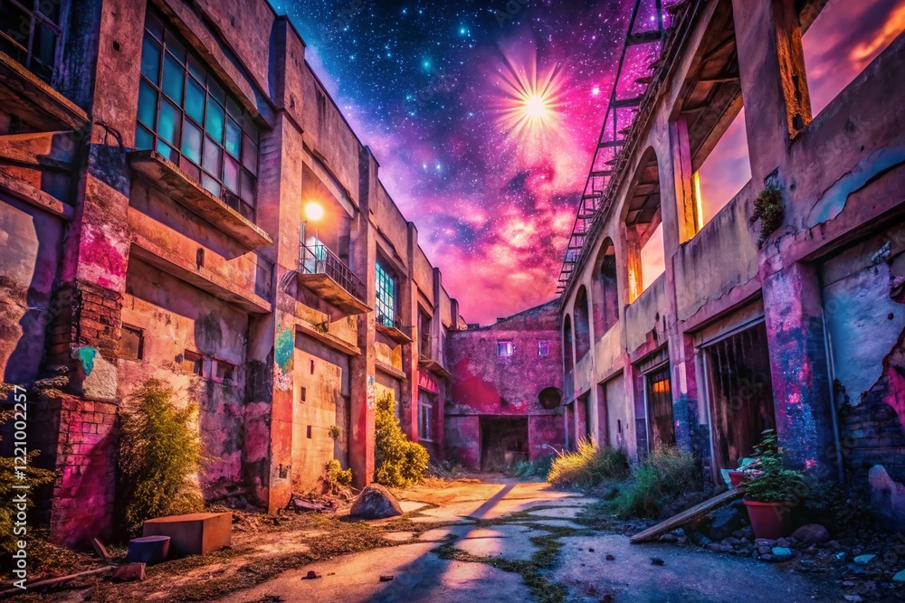 Fototapeta premium Soft Pink Starry Night Urban Exploration Photography Background