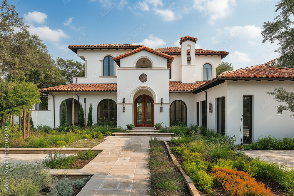 A beautiful coastal villa with Mediterranean-style architecture A beautiful coastal villa with Mediterranean-style architecture