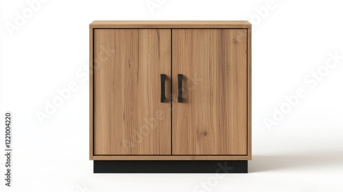 Modern Wooden Cabinet with Black Handles and Base