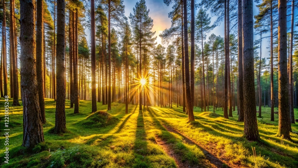 Obraz premium Panoramic Summer Pine Forest Landscape - Candid Photography