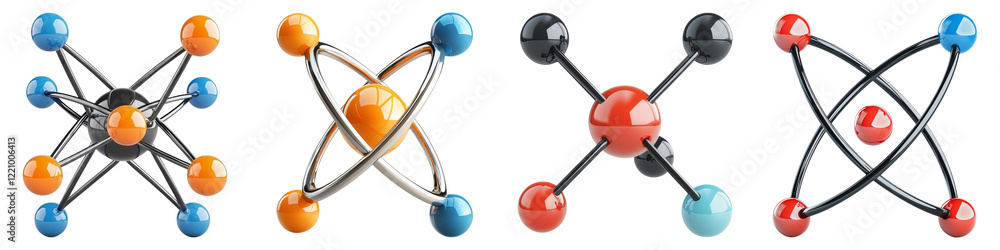 atom and quantum clipart concept. Molecular structures depicted in a scientific illustration with colorful atoms on a dark background. on Transparent background. atom and quantum clipart concept. Molecular structures depicted in a scientific illustration with colorful atoms on a dark background. on Transparent background.