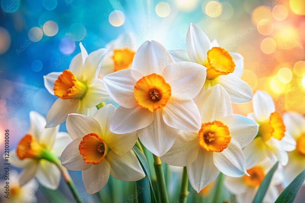 Fototapeta premium Spring Freshness: Delicate Narcissus Flowers with Soft Petals and Sweet Fragrance
