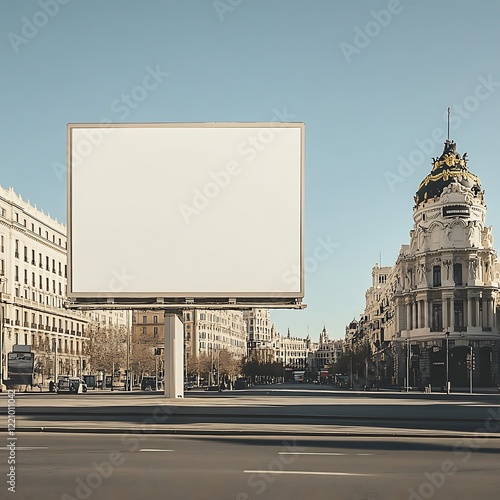 Fototapeta Naklejka Na Ścianę i Meble -  Blank billboard on the street in Paris, France. Copy space for text