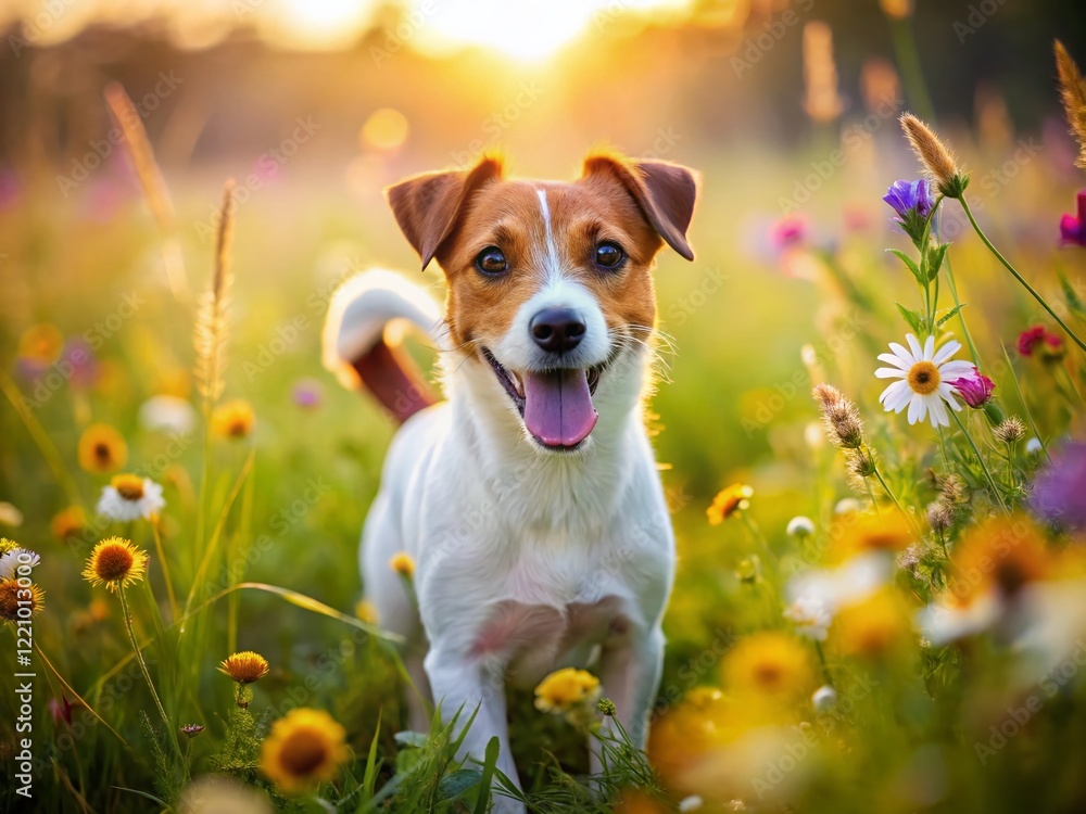 Playful Jack Russell Terrier in Lush Green Meadow - Candid Nature Photo Playful Jack Russell Terrier in Lush Green Meadow - Candid Nature Photo