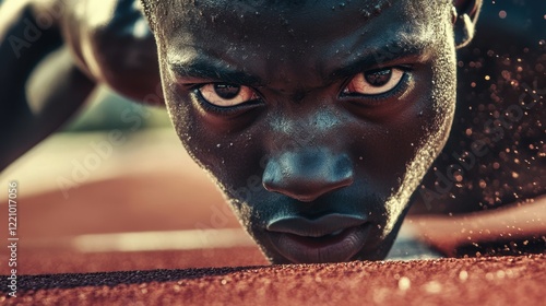 Intense athlete pushing limits during workout at the training facility under bright lights in the evening photo