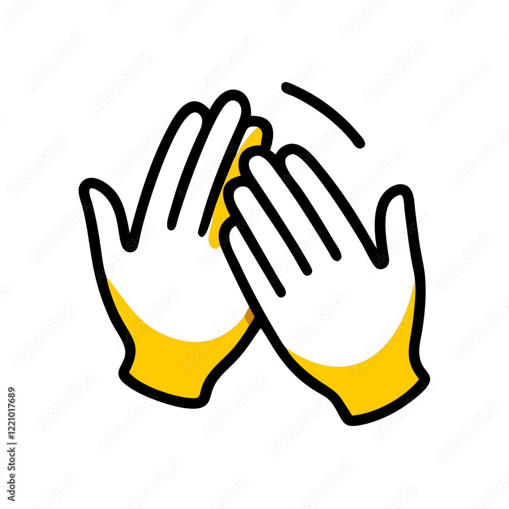 Fototapeta premium Clapping hands with yellow accents in cartoon style