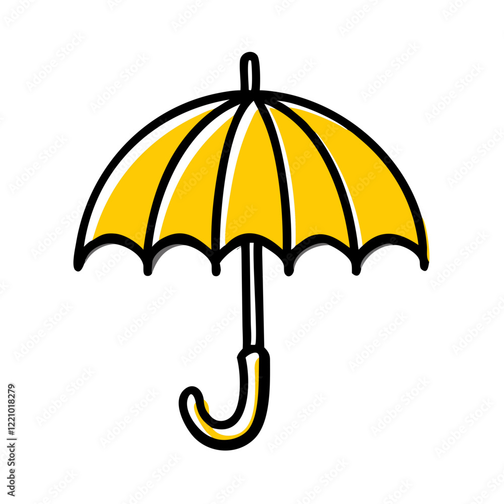 Yellow umbrella icon with black outline Yellow umbrella icon with black outline