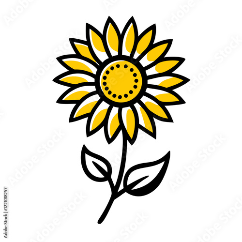 Yellow sunflower icon with black outline