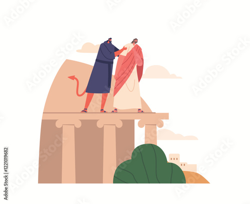 Jesus Resists The Devil Temptation To Jump Off The Temple, Relying On Scripture And Faith Instead Of Devil's Persuasion
