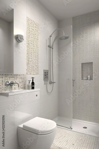 Elegant White Ceramic Mosaic Tile Wall: Perfect for Kitchen, Bathroom, or Living Room