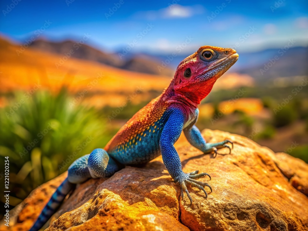 Fototapeta premium Rock Agama Lizard in Cedarberg Wilderness, South Africa - Tilt-Shift Photography
