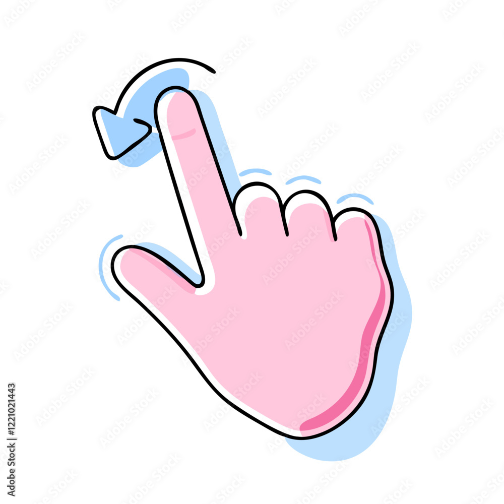 Hand gesture with rotating pink arrow Hand gesture with rotating pink arrow
