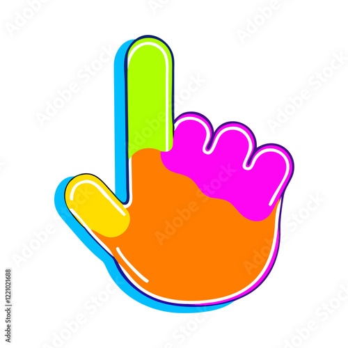 Multicolored hand-shaped cursor with vibrant tones