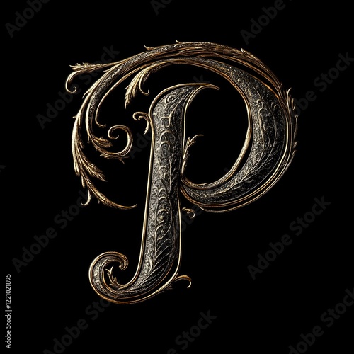 Gold Pillarbox Letter P photo