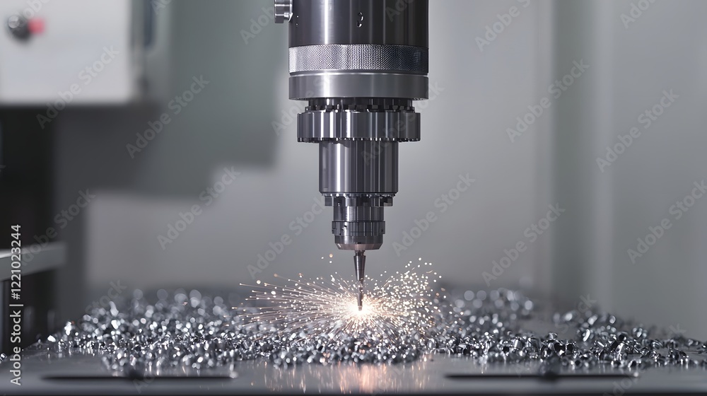 Metalworking Machinery in Action Producing Sparks in Workshop Metalworking Machinery in Action Producing Sparks in Workshop