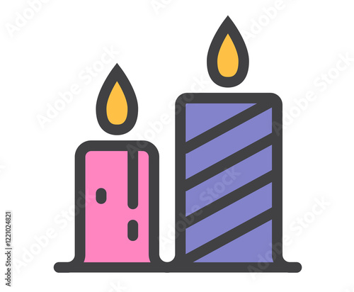 Candles line icon isolated concept. Vector graphic design illustration element