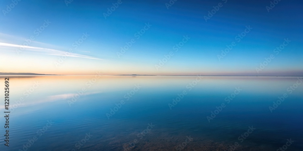 Fototapeta premium Serene Sunset Reflection on a Calm Body of Water, Presenting a Tranquil and Peaceful Atmosphere