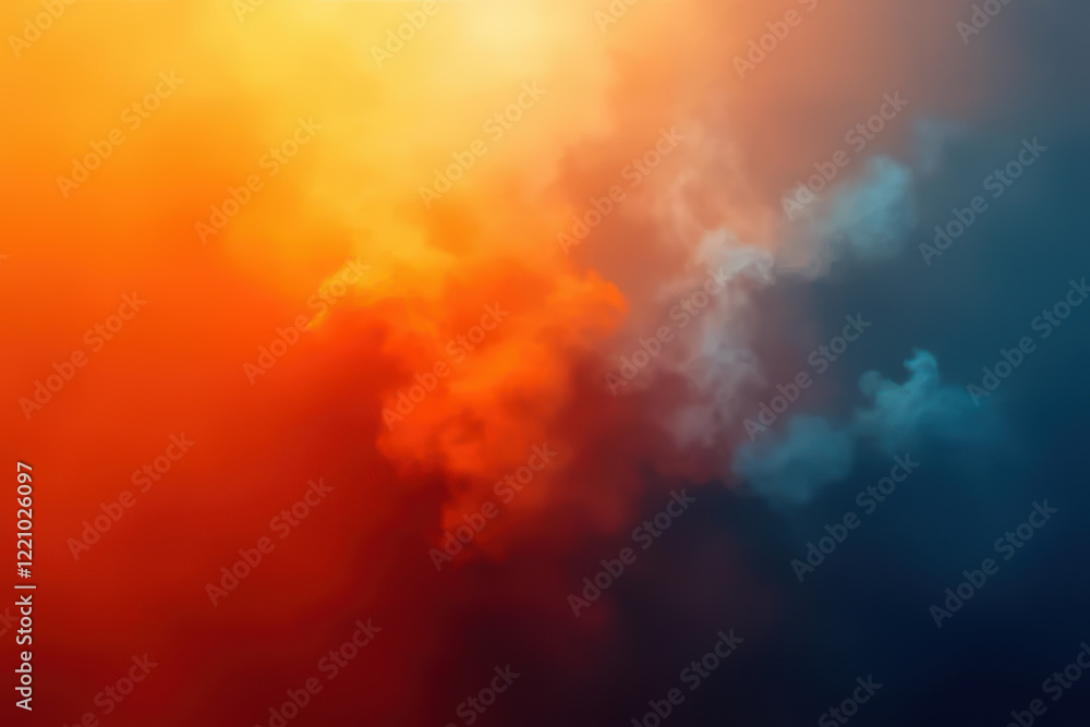 Fototapeta premium Vivid abstract smoke in warm orange and cool blue tones blending seamlessly