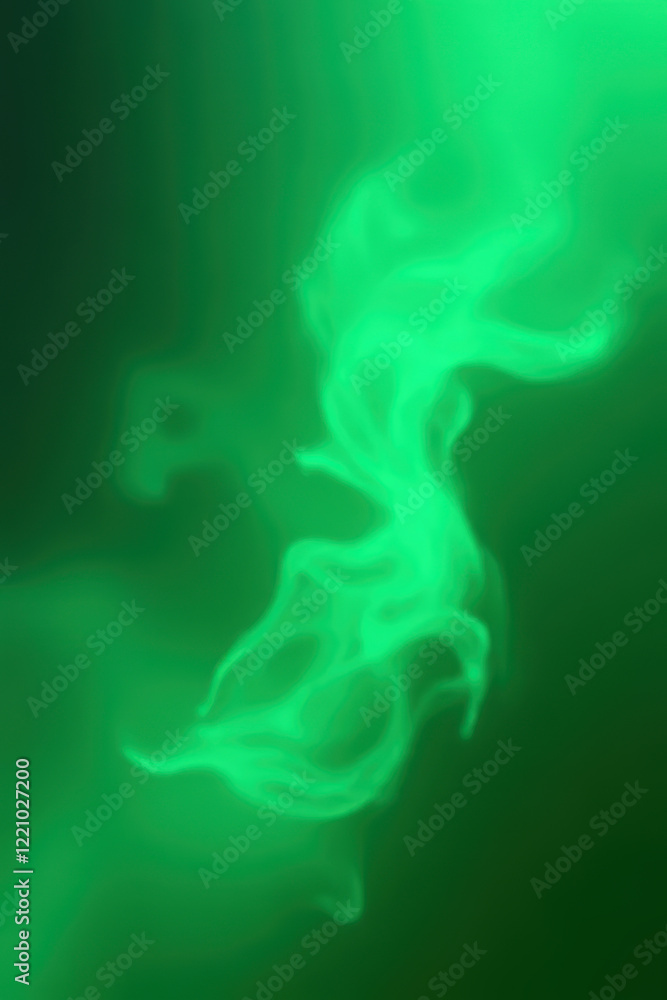 Fototapeta premium vibrant green smoke swirl on dark background, creating mysterious atmosphere