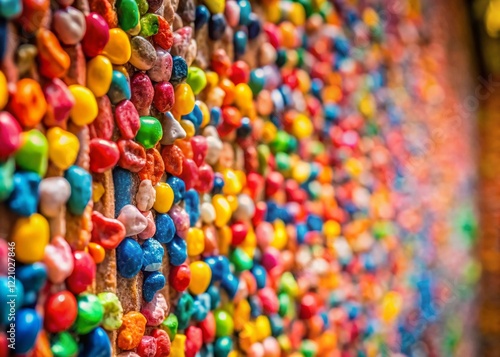 Seattle Gum Wall Close-up Panoramic Bokeh Photography - Vibrant Colors & Textures