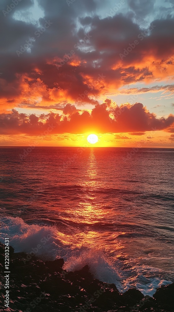 Obraz premium Glowing Sunset Over the Ocean