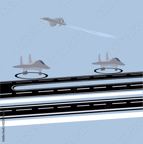 Air craft runway and flying 