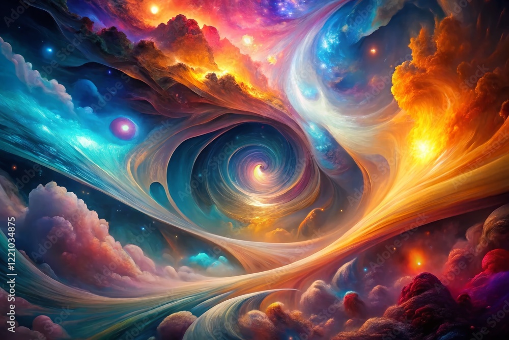 Fototapeta premium Surreal Abstract Composition: Vibrant Swirls of Color and Light