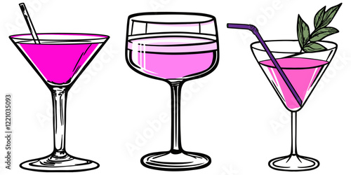 Detailed Cocktail Vector Art Collection for Creative and Professional Use