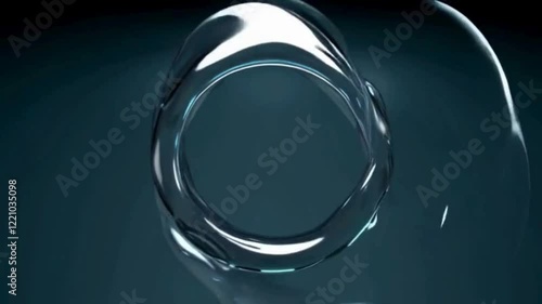 Abstract animation, rotating glass shapes, 4k seamless looped video, 3d render