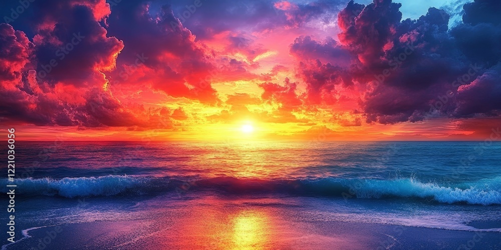 Fototapeta premium Glowing Sunset Over the Ocean