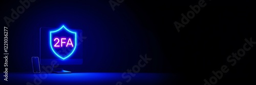 FA Shield Concept – Secure Access Control & Data Protection Background, two-factor authentication, cyber security, 2fa copy space background
