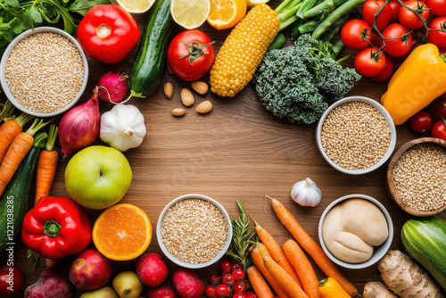 Wallpaper Mural A vibrant assortment of fresh fruits, vegetables, and grains beautifully arranged. Torontodigital.ca