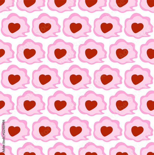 Cartoon style. Festive seamless pattern. Valentine's Day, 14 Feb. Vector background