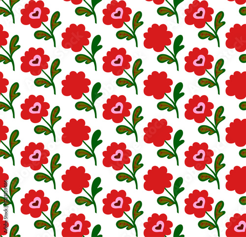 Cartoon style. Festive seamless pattern. Valentine's Day, 14 Feb. Vector background