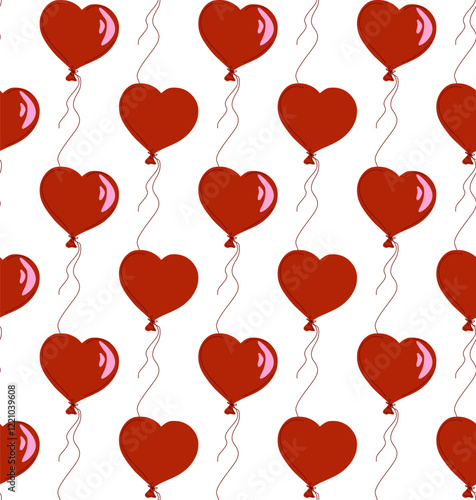 Cartoon style. Festive seamless pattern. Valentine's Day, 14 Feb. Vector background