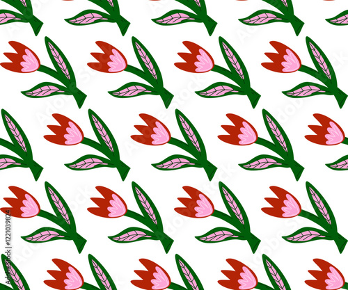 Cartoon style. Festive seamless pattern. Valentine's Day, 14 Feb. Vector background