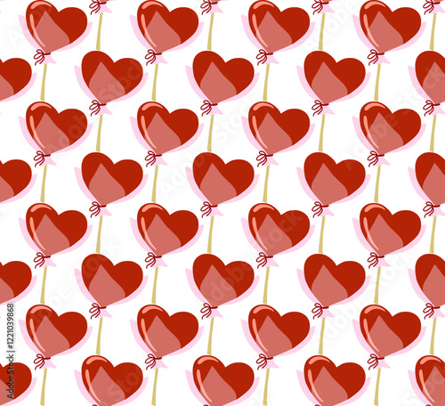 Cartoon style. Festive seamless pattern. Valentine's Day, 14 Feb. Vector background