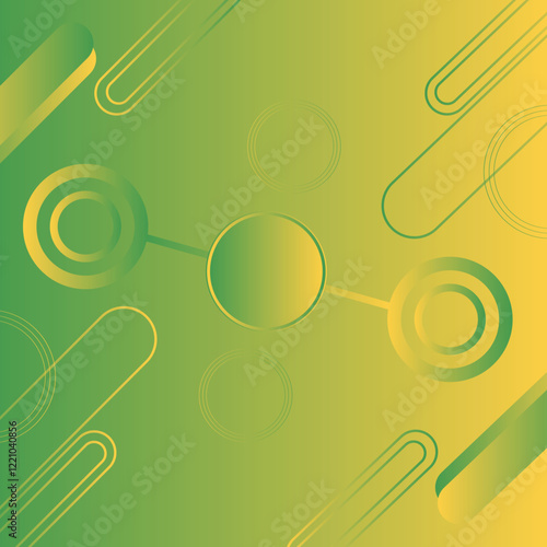 Abstract green and yellow gradient circle geometric background