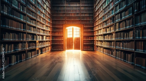 Wallpaper Mural A grand library with open doors leading to light Torontodigital.ca