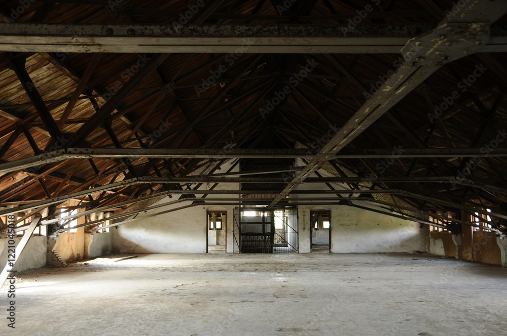 Wooden attic made with many structural arches.. Wooden attic made with many structural arches..