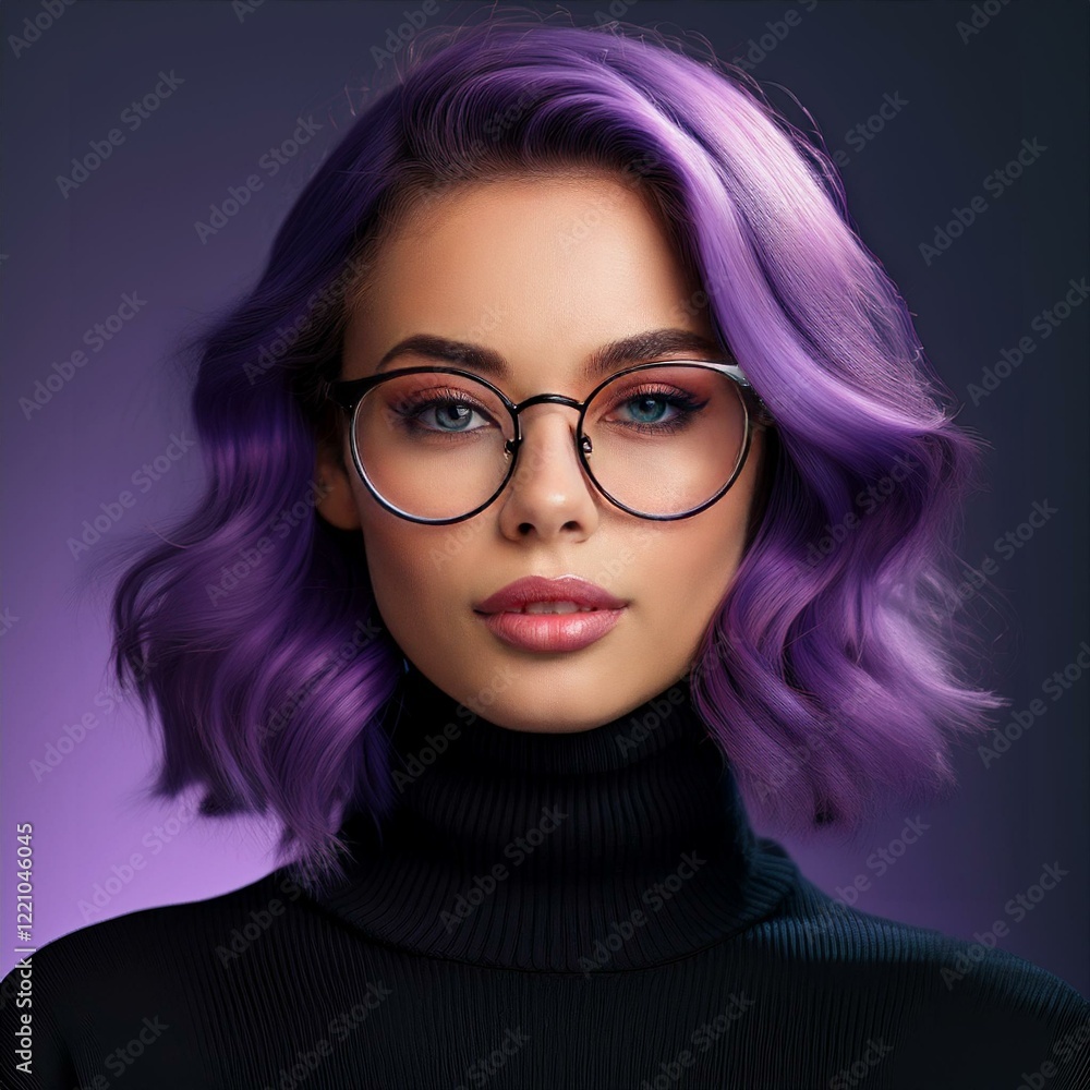 Fototapeta premium Junge Frau mit lila Haar