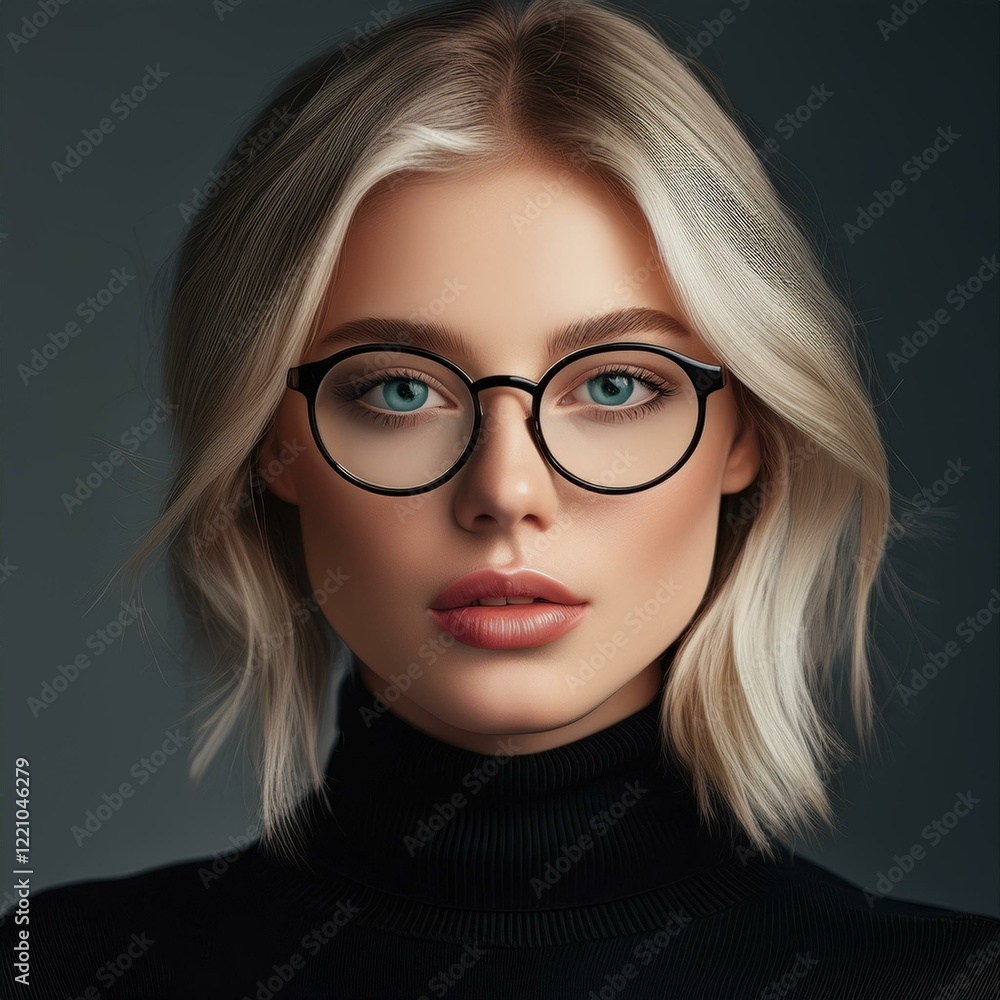 Fototapeta premium Hübsche junge blonde Frau mit Brille