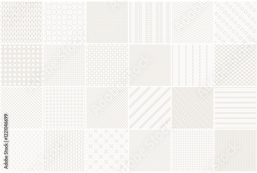 Collection of minimalistic seamless patterns. Beige textile endless prints. Repeatable unusual simple backgrounds