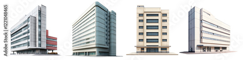 Set of Hospital building isolated on transparent background