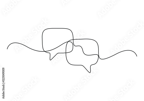 Speech bubbles in one continuous line drawing vector illustration