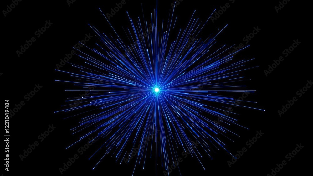 Blue star burst animation on a dark background, celestial, digital
