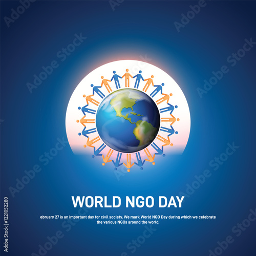 world ngo day. world ngo day creative banner, poster, social media post, postcard, background, template, backdrop, web banner, greetings card, flyer design etc.