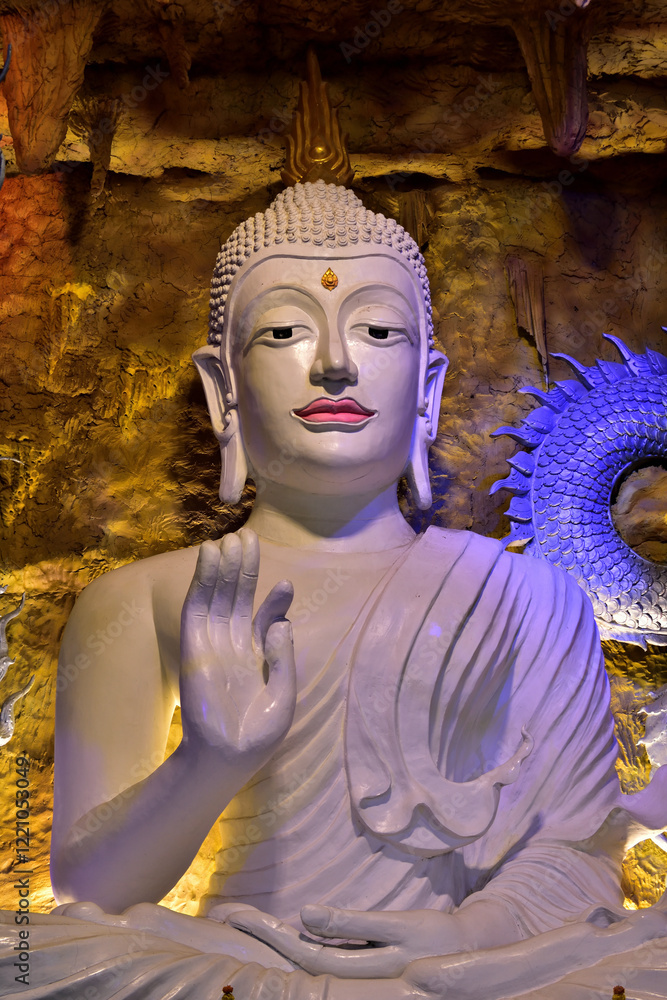 Sisaket, Thailand, Wat Traisamakkee (Nak Island, Badal City), Pho Si Suwan District, Sisaket Province. January 16, 2025. Ancient Naga Or Antique Naka Statue Of Wat Traisamakkee (Nak Island, Badal City